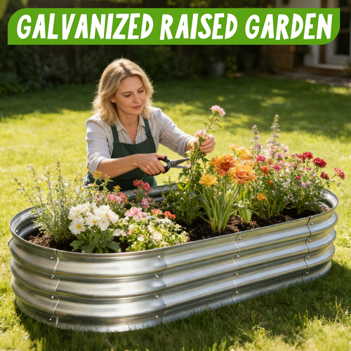 AmazStove Galvanized Raised Garden Bed Kit, Planter Garden Boxes Outdoor