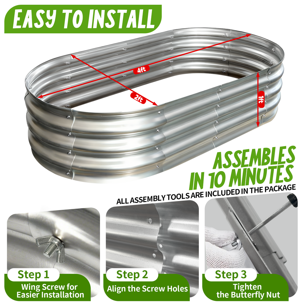 AmazStove Galvanized Raised Garden Bed Kit, Planter Garden Boxes Outdoor