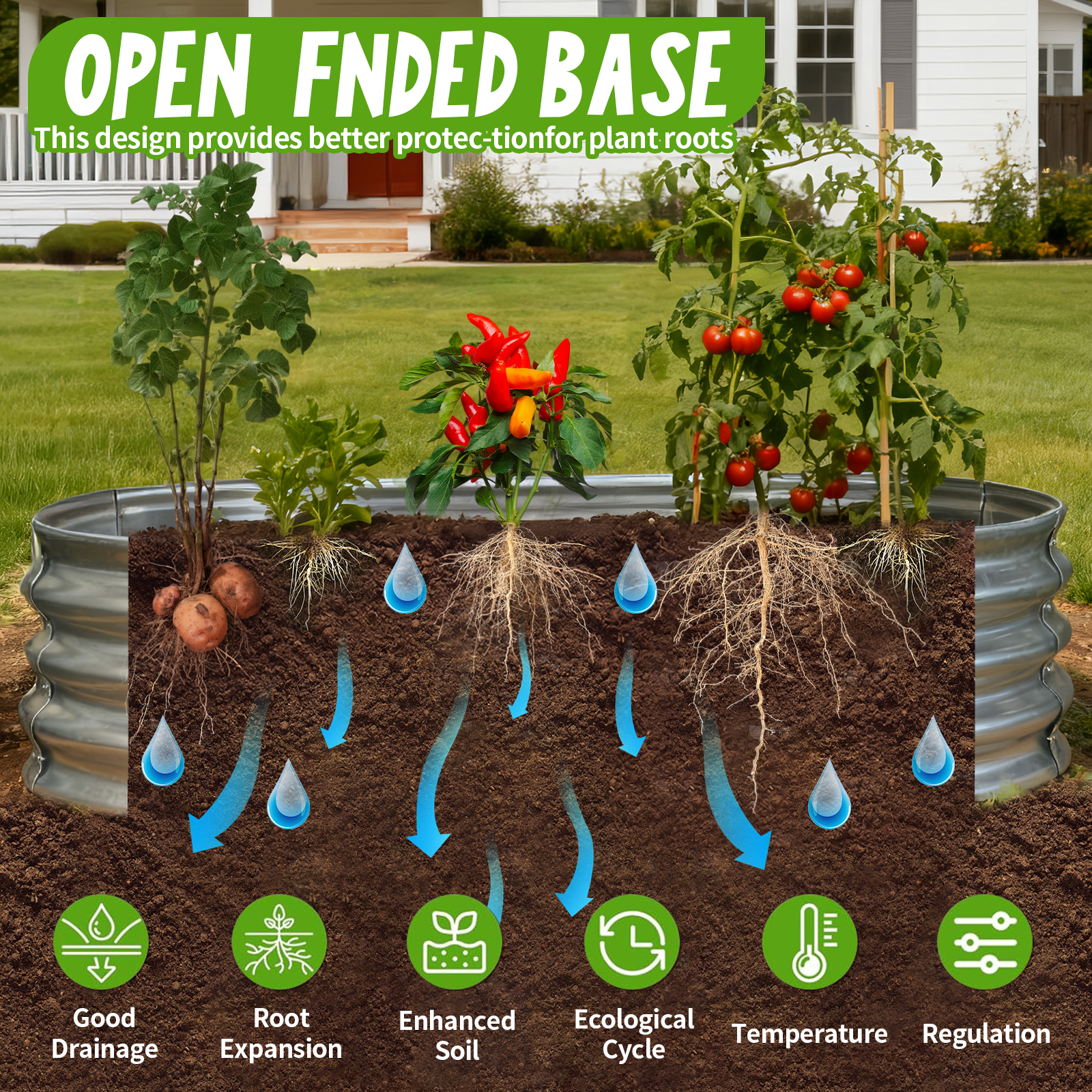 AmazStove Galvanized Raised Garden Bed Kit, Planter Garden Boxes Outdoor