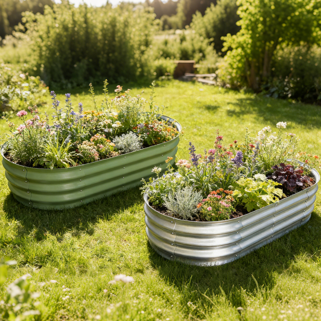 AmazStove Galvanized Raised Garden Bed Kit, Planter Garden Boxes Outdoor