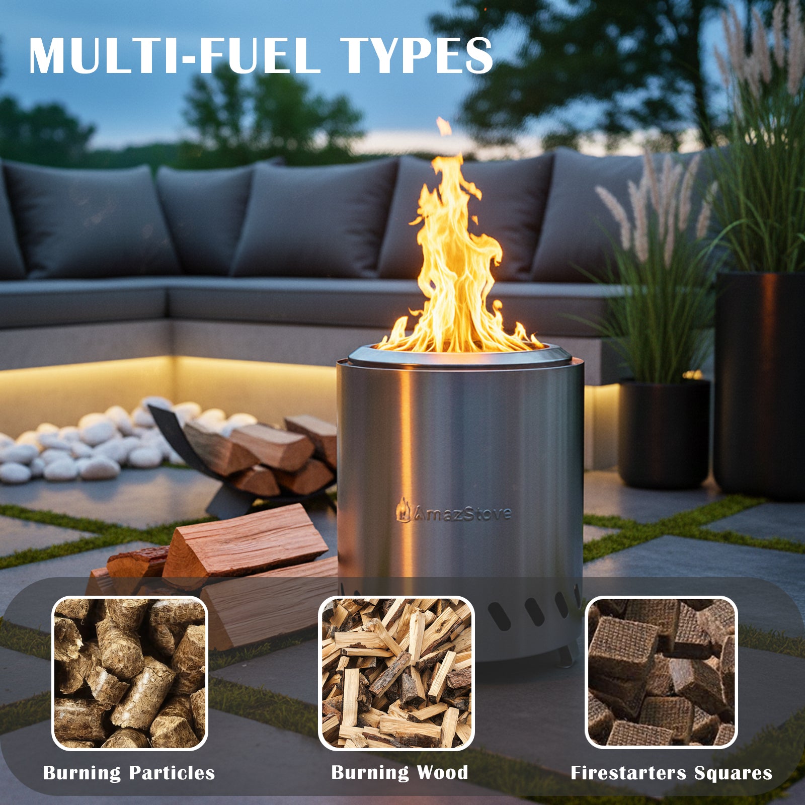 AmazStove Tabletop Camping Stove for Outdoor Safe Burning Firepits