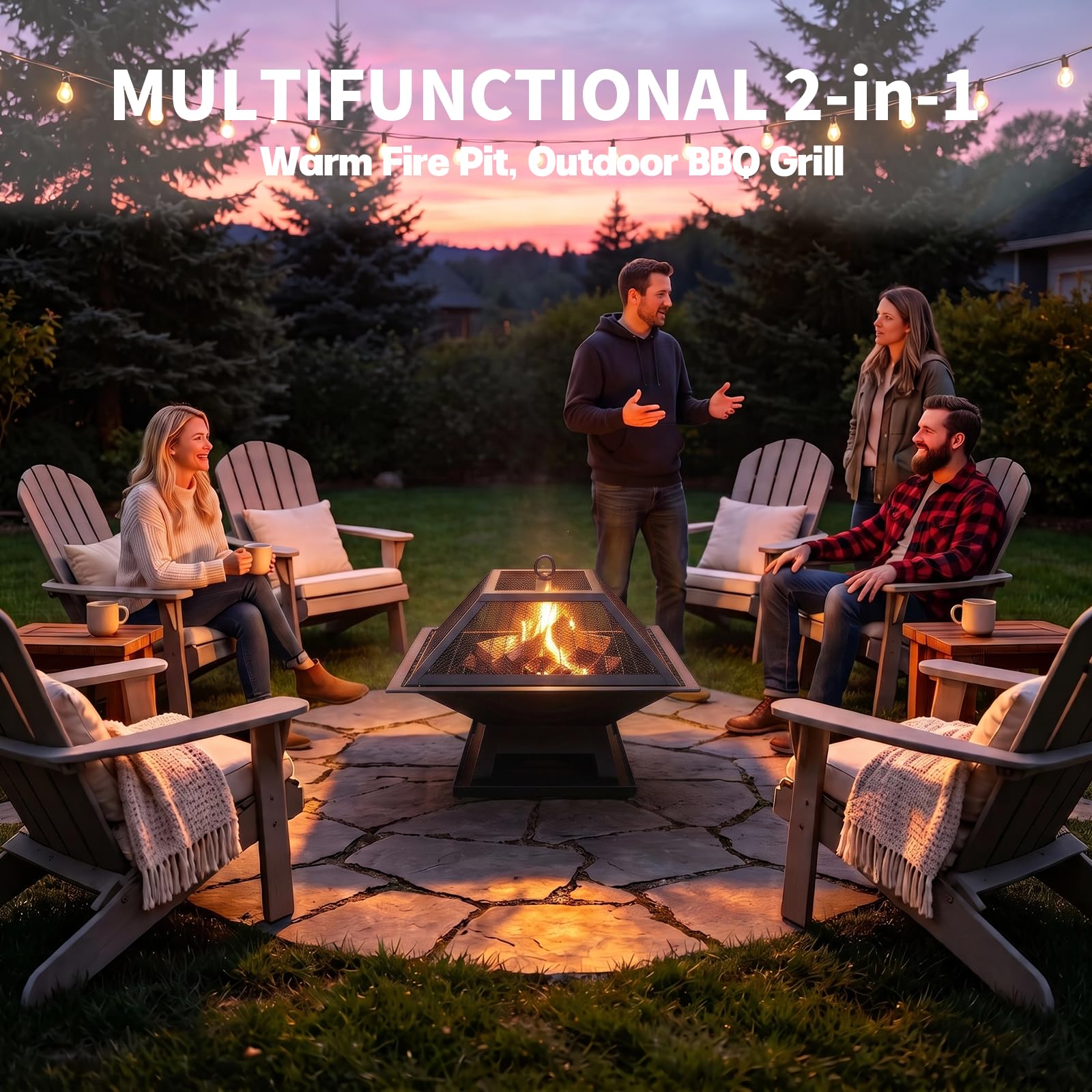 AmazStove Outdoor Wood Burning Fire Pit for Backyard Patio Camping Bonfire BBQ