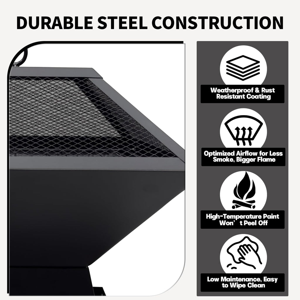 AmazStove Outdoor Wood Burning Fire Pit for Backyard Patio Camping Bonfire BBQ