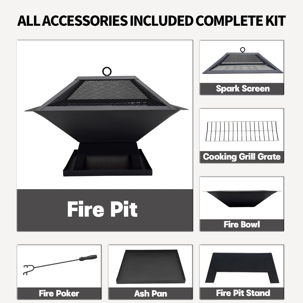 AmazStove Outdoor Wood Burning Fire Pit for Backyard Patio Camping Bonfire BBQ