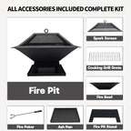 AmazStove Outdoor Wood Burning Fire Pit for Backyard Patio Camping Bonfire BBQ