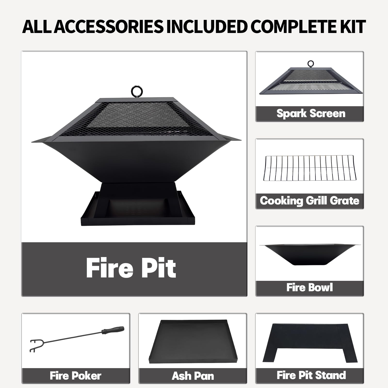 AmazStove Outdoor Wood Burning Fire Pit for Backyard Patio Camping Bonfire BBQ